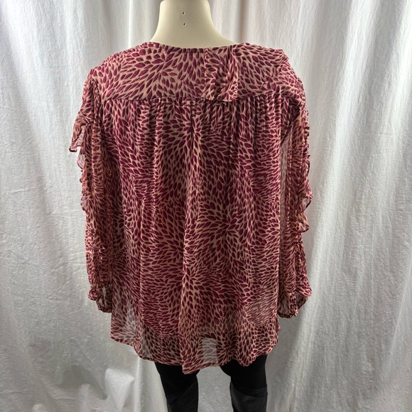 ba&sh Genn Ruffled Printed Crepon Blouse - Antique Rose - Picture 7 of 12